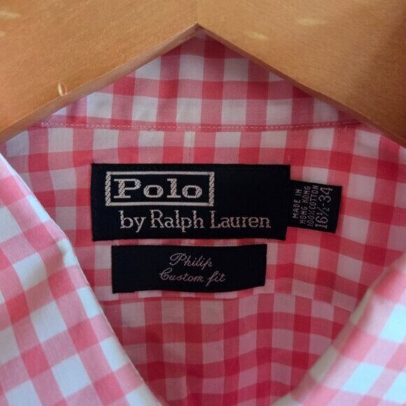 Polo by Ralph Lauren Pink Checkered Dress Shirt 16.5-34 - Picture 2 of 4